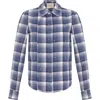 Theo The Label Europa Plaid Flannel Crystal Shirt In Blue