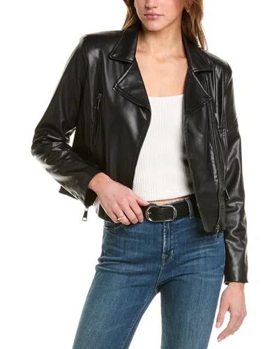 THEO THE LABEL THEO THE LABEL HERA V-LEATHER ZIP BIKER JACKET