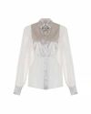 Theo The Label Idalia Plasteron Chiffon Blouse In White