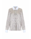 Theo The Label Kleio Sequin Collared Shirt In Gray