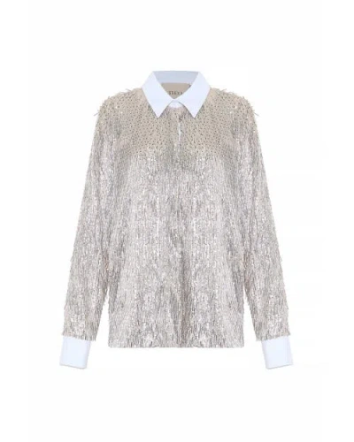 THEO THE LABEL THEO THE LABEL KLEIO SEQUIN COLLARED SHIRT