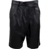 Theo The Label Leto Cross-over Waist Bermuda Shorts In Black