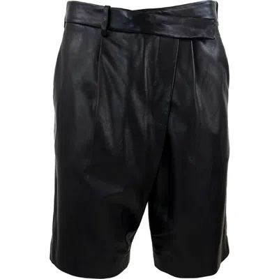 Theo The Label Leto Cross-over Waist Bermuda Shorts In Black
