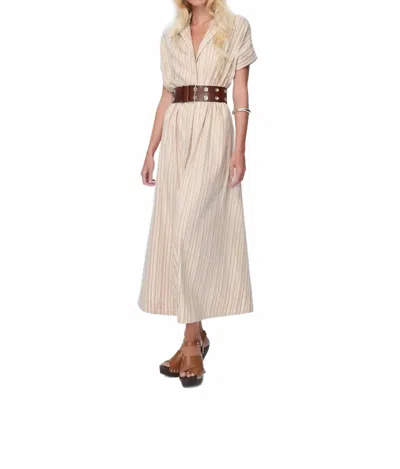 Theo The Label Lurex Belted Maxi Dress In Sand In Beige