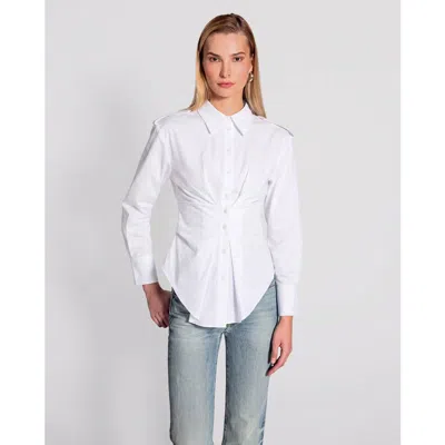 Theo The Label Nemesis Cinched Epaulet Shirt In White