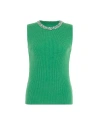 Theo The Label Nomia Embelished Rib Tank In Aloe