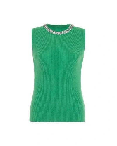 Theo The Label Nomia Embelished Rib Tank In Aloe