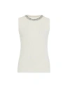 Theo The Label Women's White Nomia Embelished Rib Tank - Ivory In Ivory