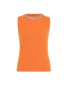 Theo The Label Women's Yellow / Orange Nomia Embelished Rib Tank - Mandarine In Mandarine