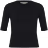 Theo The Label Nomia Ribbed Waist Crew Sweater Tee In Black