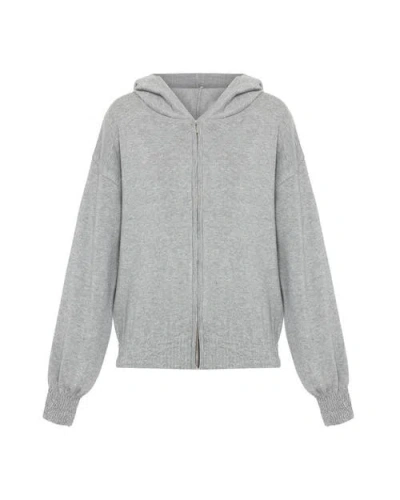 Theo The Label Nomia Ruched Zip Hoodie In Heather Grey