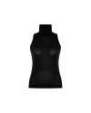 Theo The Label Nomia Sheer Knit Sleeveless Turtleneck In Black
