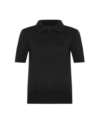 Theo The Label Nomia Short Sleeve Polo Tee In Black