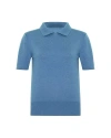Theo The Label Nomia Short Sleeve Polo Tee In Palace Blue
