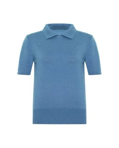 Theo The Label Nomia Short Sleeve Polo Tee In Palace Blue