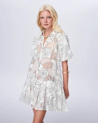 Theo The Label Ourania Puff Sleeve Shirtdress In Gray