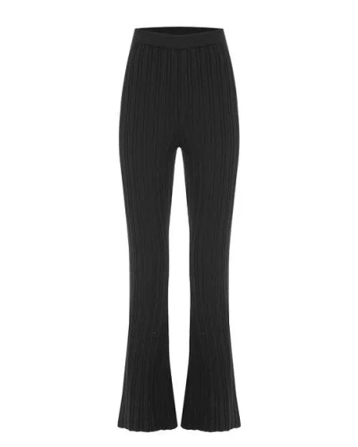 Theo The Label Pallas Rib Knit Bootcut Pant In Black