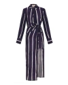 Theo The Label Selena Stripe Draped Shirtdress In Purple
