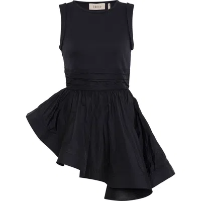 THEO THE LABEL THEO THE LABEL THEIA PEPLUM MIX-MEDIA TOP