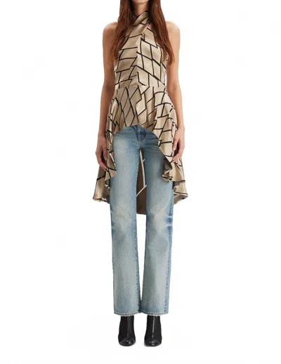 Theo The Label Theia Retro Burnout Hi Low Halter Top In Sand In Neutral