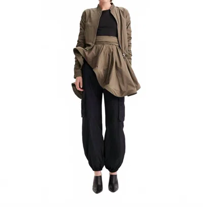 Theo The Label Theia Taffeta Cargo Pant In Black
