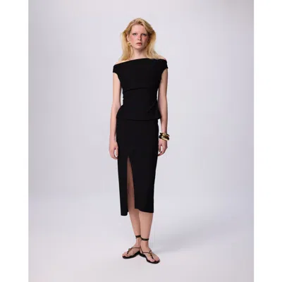 Theo The Label Thetis Techno Pencil Skirt In Black