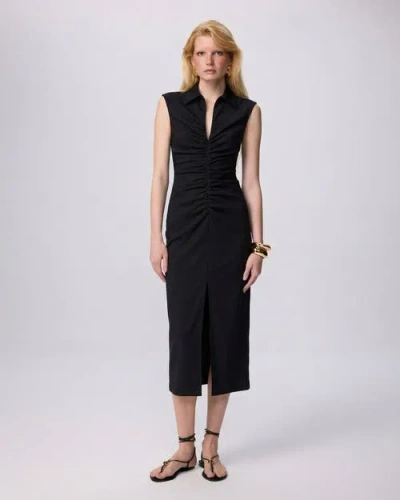 Theo The Label Thetis Techno Ruched Front Dress In Black