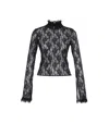 Theo The Label Women's Artemis Lace Mockneck Top - Black In Black