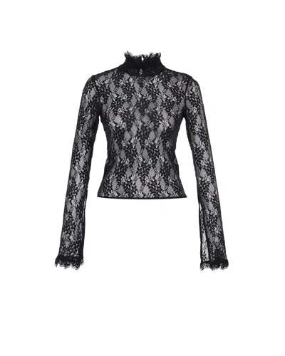 Theo The Label Women's Artemis Lace Mockneck Top - Black