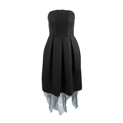 Theo The Label Women's Black Aphrodite Dress With Tulle Hem In Blue