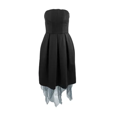 THEO THE LABEL WOMEN'S BLACK APHRODITE DRESS WITH TULLE HEM