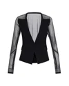 Theo The Label Women's Black Aphrodite Mesh Sleeve Knit Jacket In Black