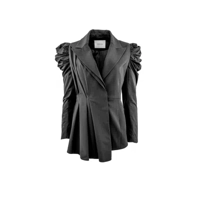 Theo The Label Women's Black Aphrodite Taffeta Evening Designer  Jacket In Metallic