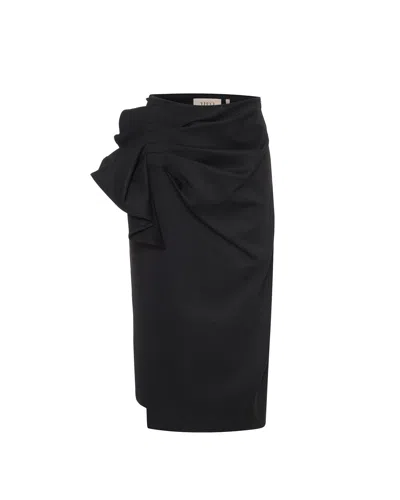 Theo The Label Women's Black Atlas Bow Pencil Skirt