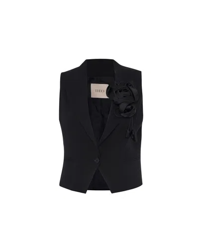 Theo The Label Women's Black Daphne Flower Vest