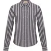 Theo The Label Women's Black Echo Mix Stripe Pearly Shirt - Charcoal / Pearl In Animal Print