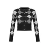 Theo The Label Women's Black Nomia Plaid Pearly Cardigan - Grey In Black