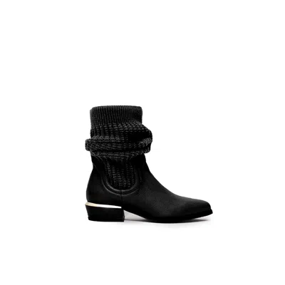 Theo The Label Women's Black Phoebe Leg-warmer Short Boot