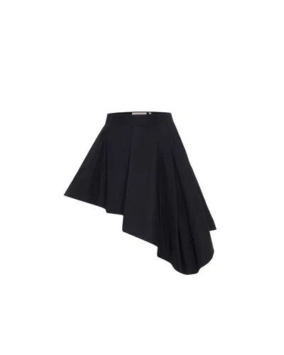 Theo The Label Women's Black Theia Taffeta Mini Asymmetrical Skirt