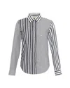 Theo The Label Women's Black / White Echo Mix Stripe Pearly Shirt - Black / Crystal In Black/crystal
