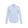 Theo The Label Women's Blue Echo Mix Stripe Pearly Shirt - Palace / Silver In Palace/silver