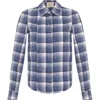 Theo The Label Women's Blue Europa Plaid Flannel Crystal Shirt - Future Dusk / Crystal In Brown