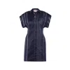 Theo The Label Women's Blue Theia Striped Taffeta Camp Dress - Future Dusk In Blue