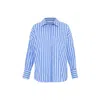 Theo The Label Women's Blue / White Echo Pearly Shirt - Midnight / Gold In Blue/white