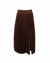 Theo The Label Women's Brown Atlas Pleated High Slit Skirt - Koffee Bean In Brown