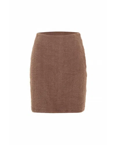 Theo The Label Women's Brown Carme Plush Lace Pull-on Skirt - Cappuccino