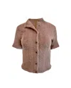 Theo The Label Women's Brown Carme Plush Lace Short Sleeve Cardigan - Cappuccino In Brown