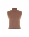 Theo The Label Women's Brown Carme Plush Lace Sleeveless Mockneck - Cappuccino In Brown