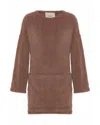 Theo The Label Women's Brown Carme Plush Lace Sweatshirt Dress - Cappuccino In Brown