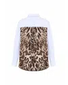 Theo The Label Women's Brown Echo Print Back Banker Shirt - Leopard In Brown